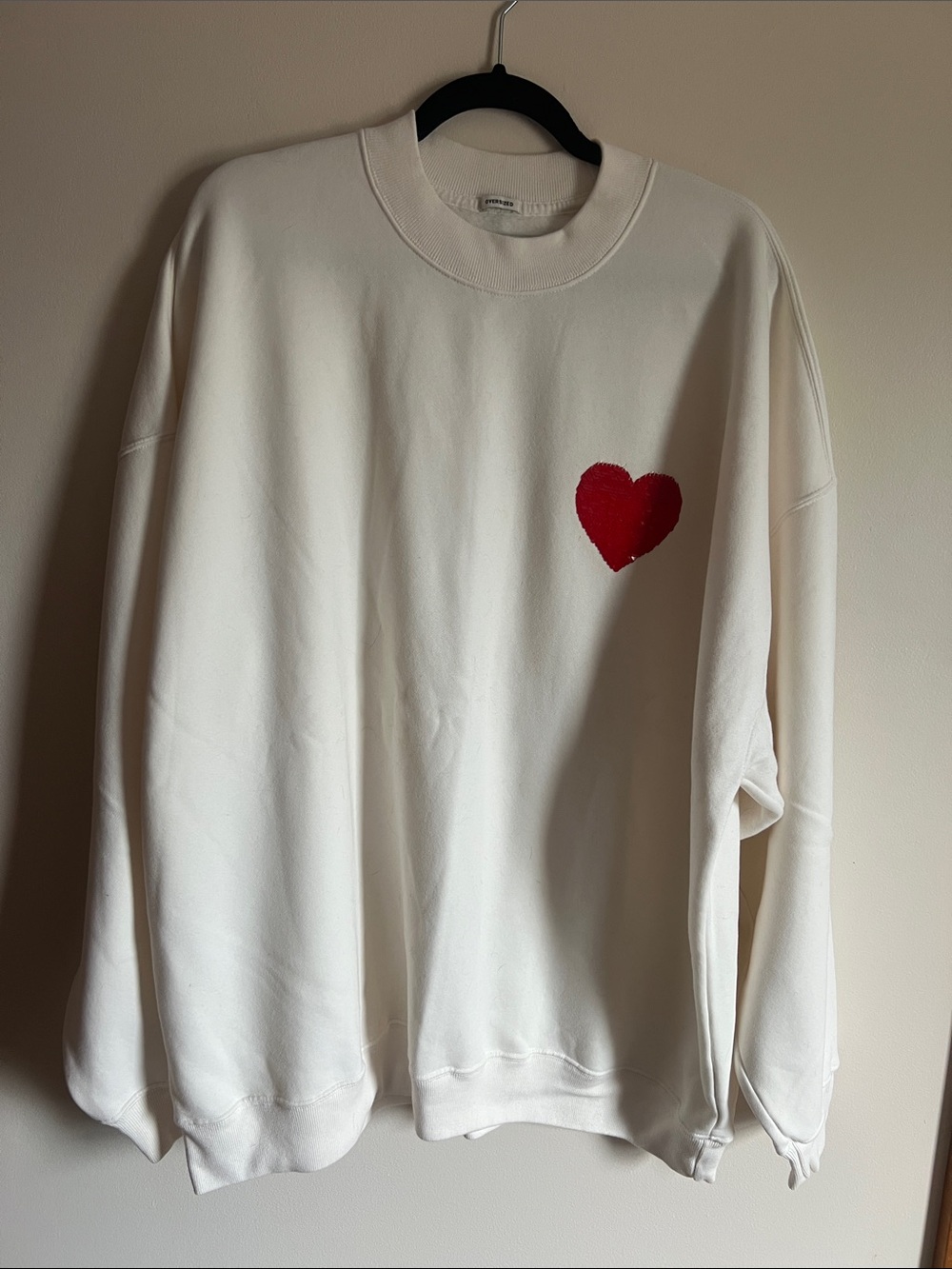 Abercrombie & Fitch Cream Crewneck Sweater with Heart (Pride Collection 2025)